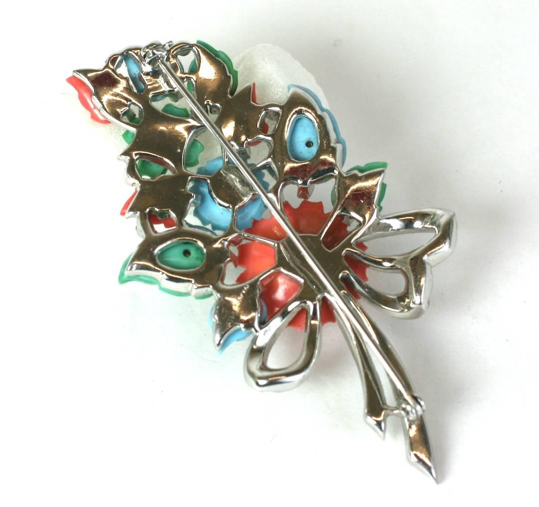 Mazer Floral Fruit Salad Spray Brooch In Excellent Condition For Sale In New York, NY
