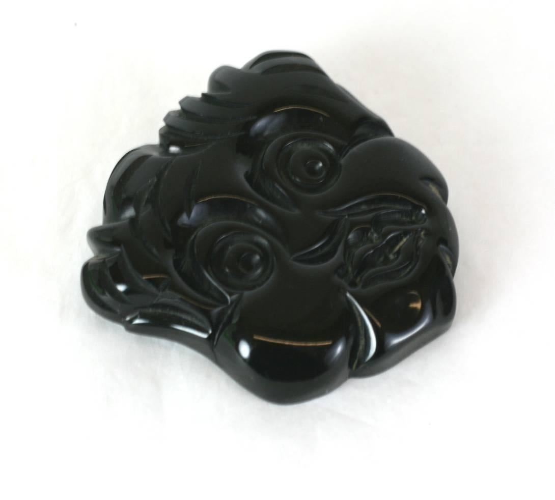 Super unusual and rare, collectible black Americana themed brooch of a young boys face in hand carved bakelite. Very unusual subject matter, and very cartoon like in depiction.
A really unusual period brooch from the Art Deco era, really well carved