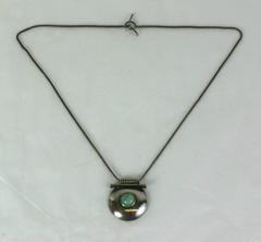 German Art Deco Machine Aged Amazonite Pendant