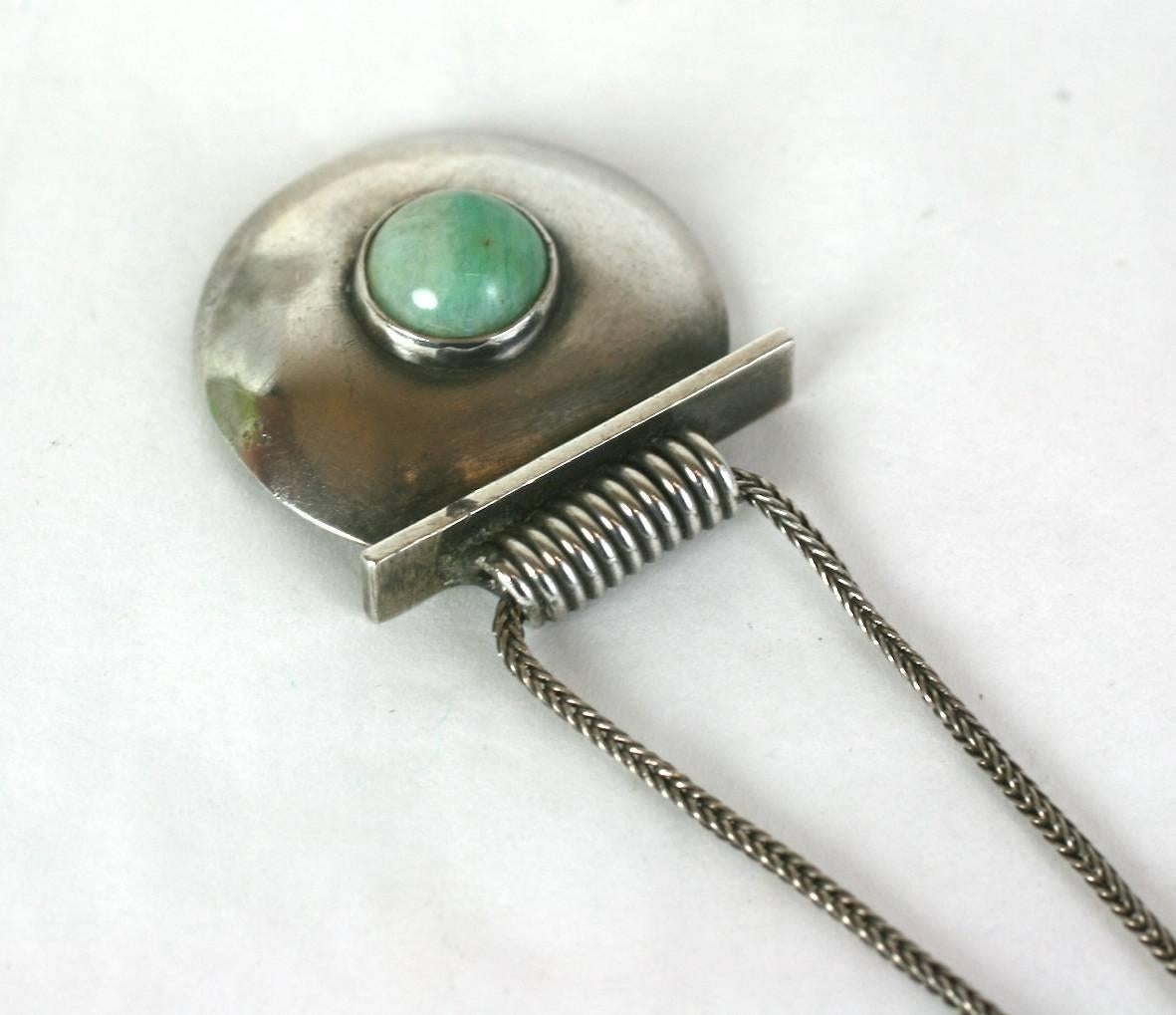 da uomo o donna Ciondolo tedesco in amazzonite invecchiata a macchina Art Deco in vendita