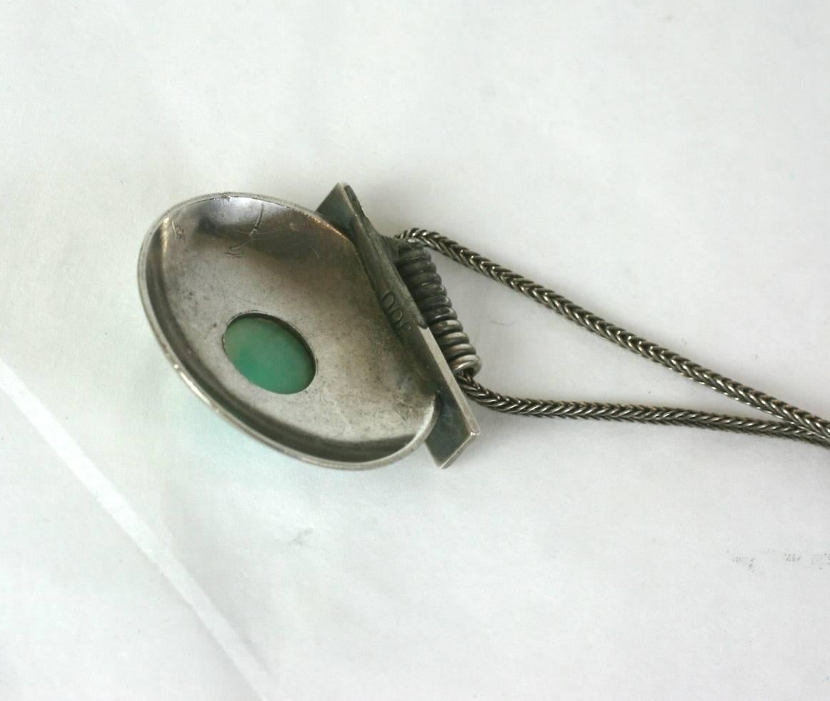 German Art Deco Machine Aged Amazonite Pendant For Sale 2