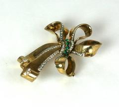 Trifari Alfred Phillipe Gold Washed Sterling Retro Bow Brooch