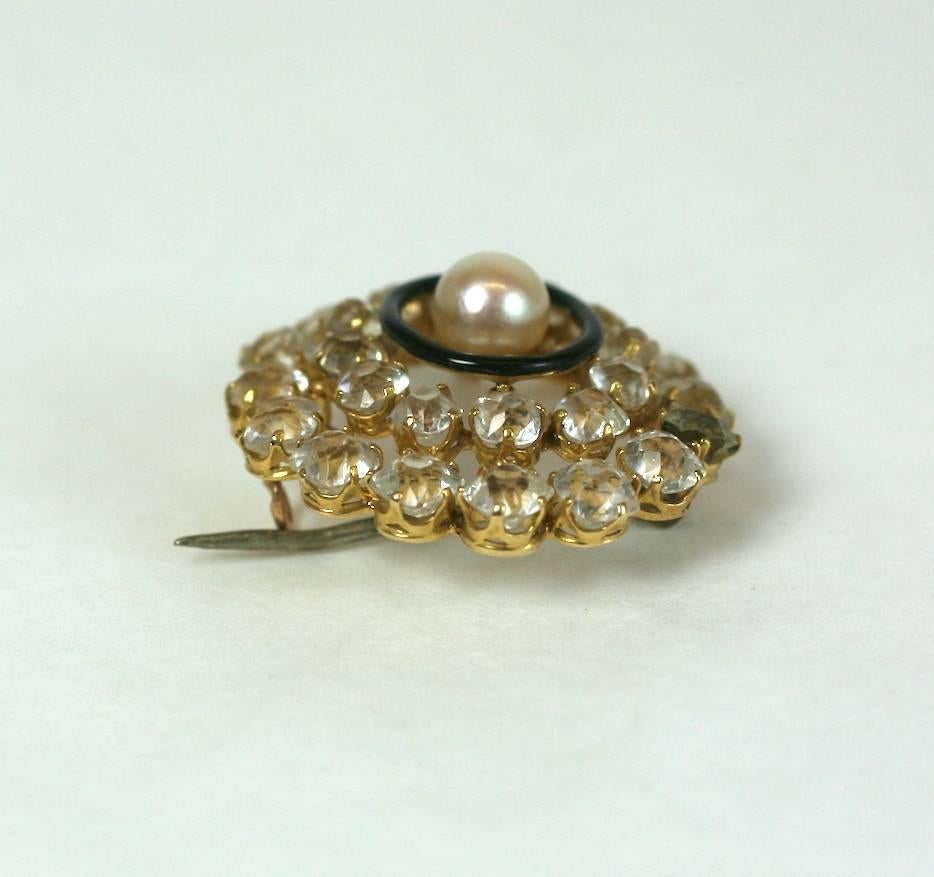 Round Cut Edwardian Crystal Paste and Gold Brooch For Sale