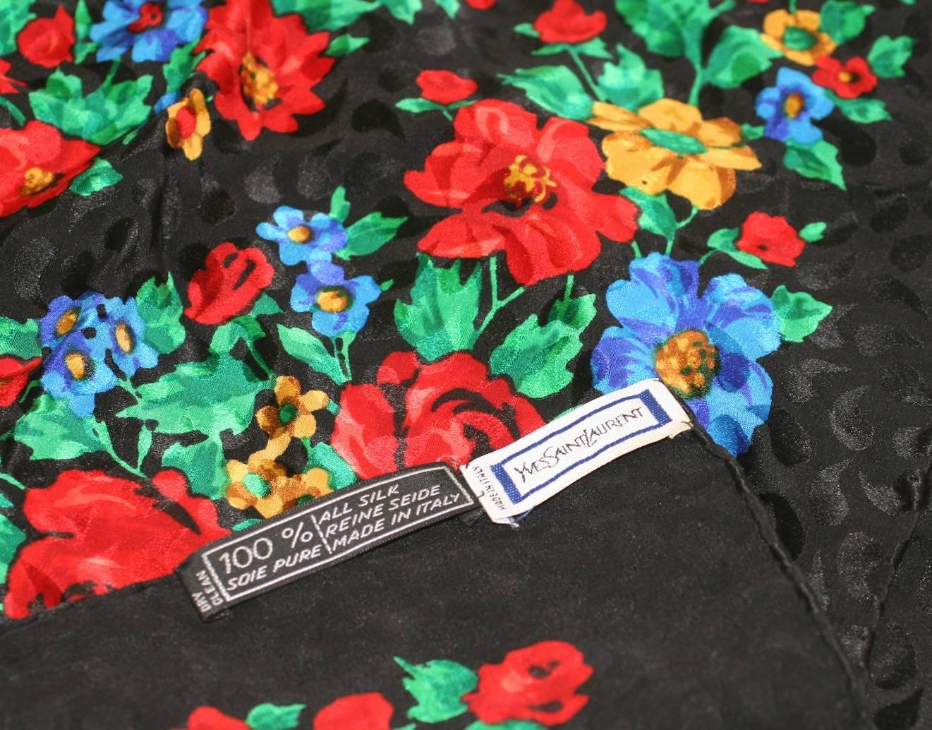 Yves Saint Laurent Russian Floral Printed Scarf In Excellent Condition In New York, NY