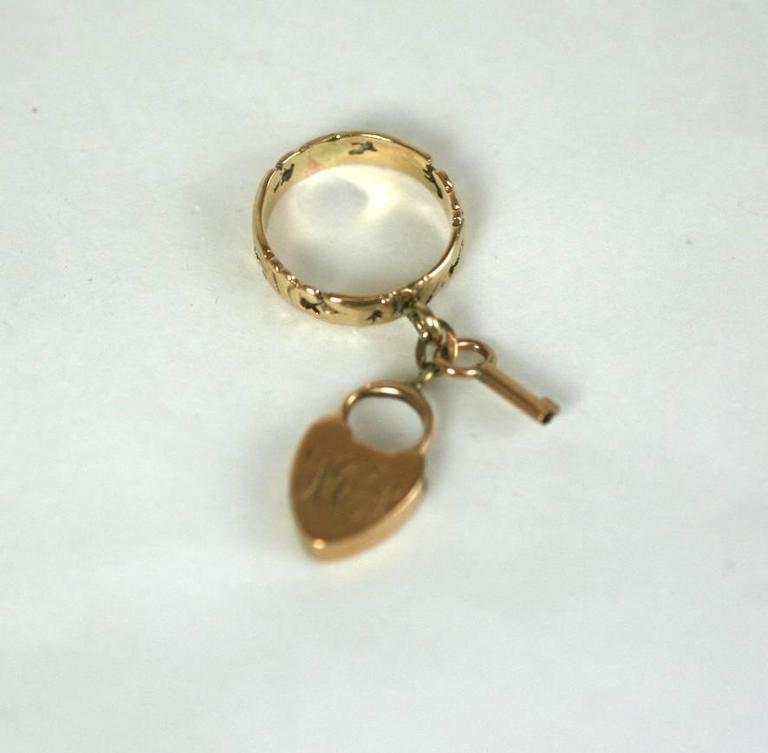 Charming Lock and Key Charm Ring For Sale at 1stDibs gold lock charm