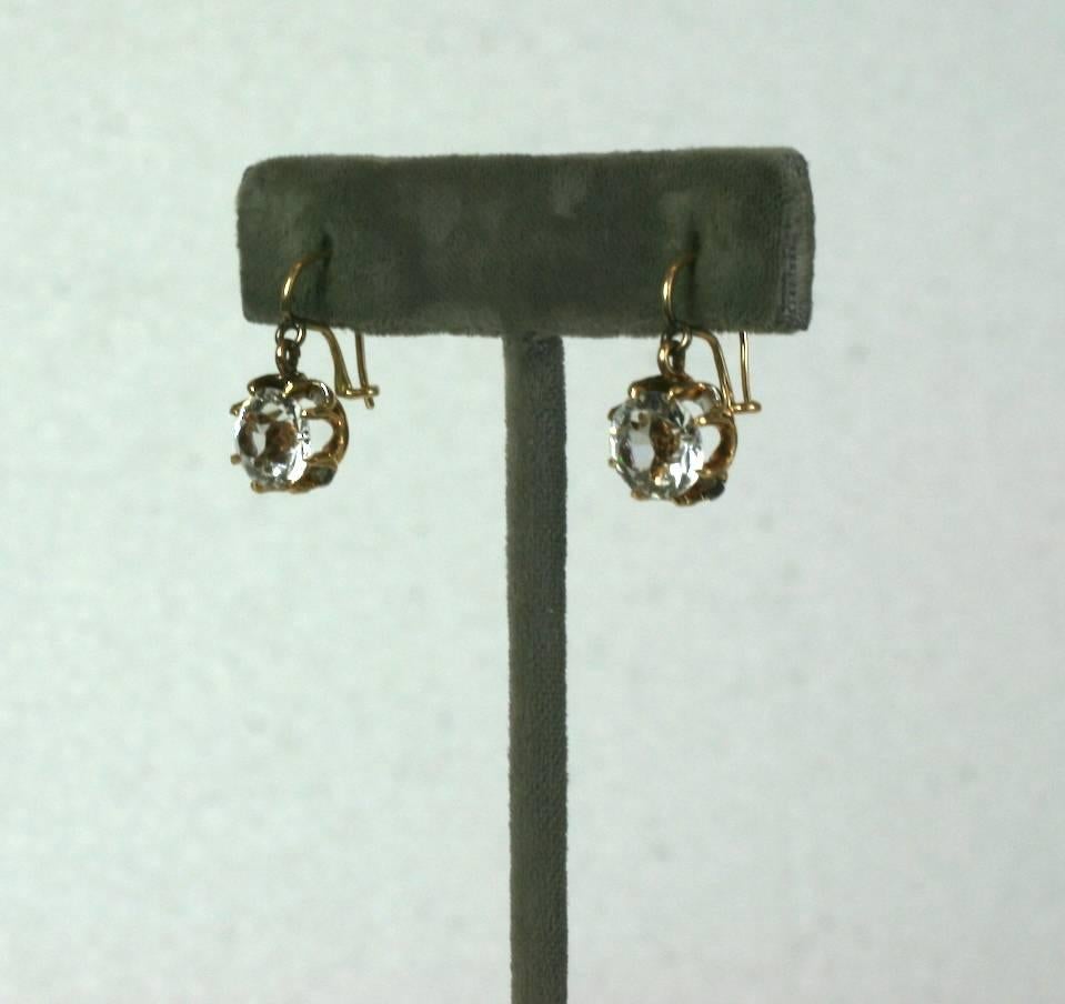 Lovely Victorian Solitaire Paste Earrings set in 14k gold. Lovely (original) high quality mounts with large lead glass paste, old cut stones of approximately 2.25 carats each. 
Classic, forever design from the late 19th Century. Stones measure