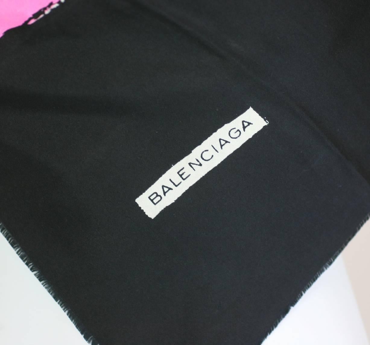 Black Balenciaga Color Block Silk Twill Square