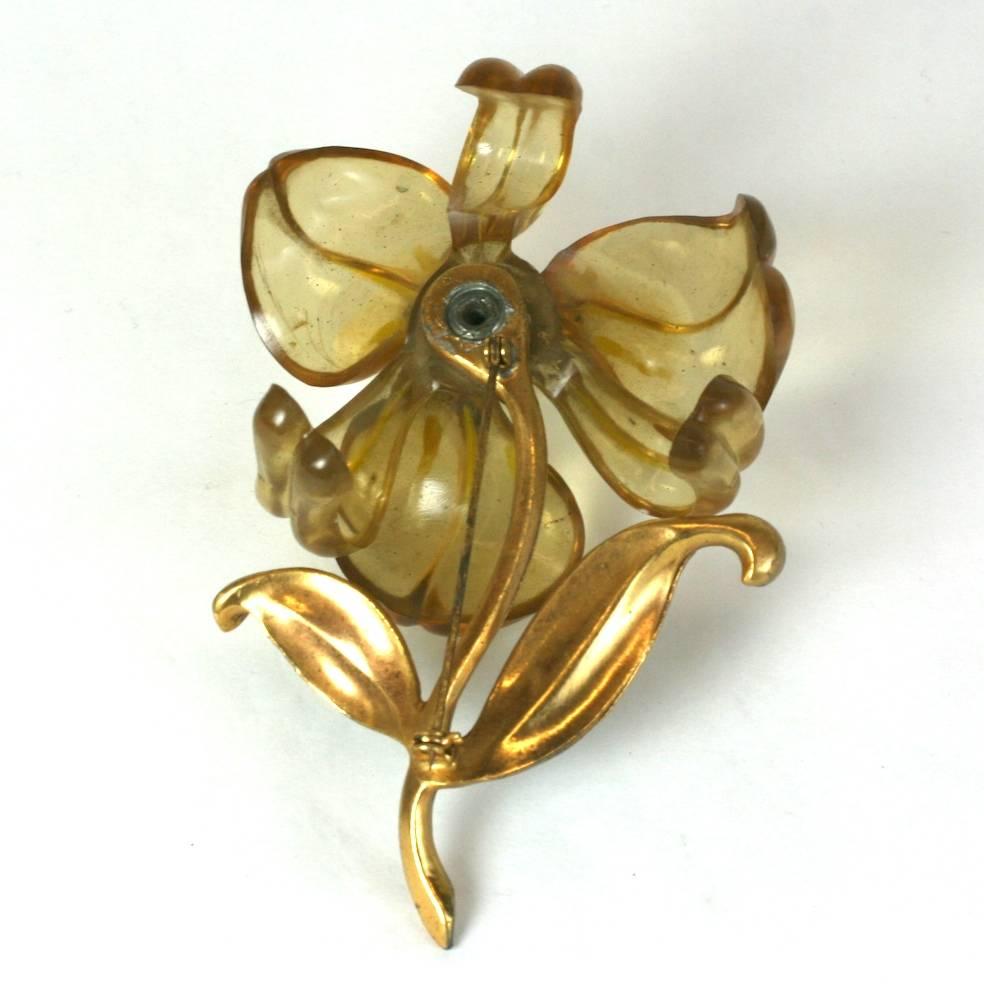 Art Deco Lucite Lily Brooch For Sale 1