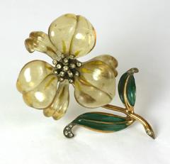 Art Deco Lucite Lily Brooch