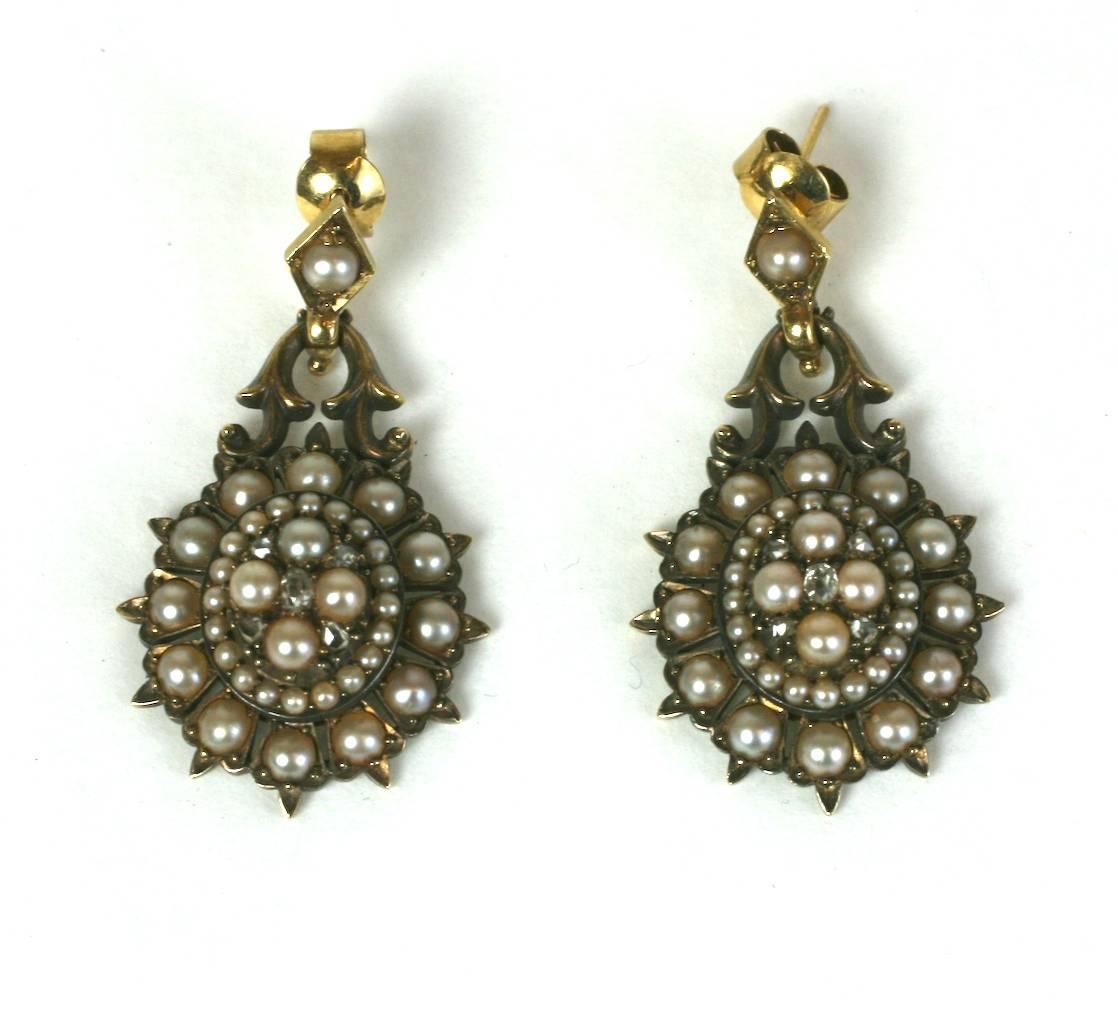 Elegant Victorian Seed Pearl Earrings In Excellent Condition For Sale In New York, NY