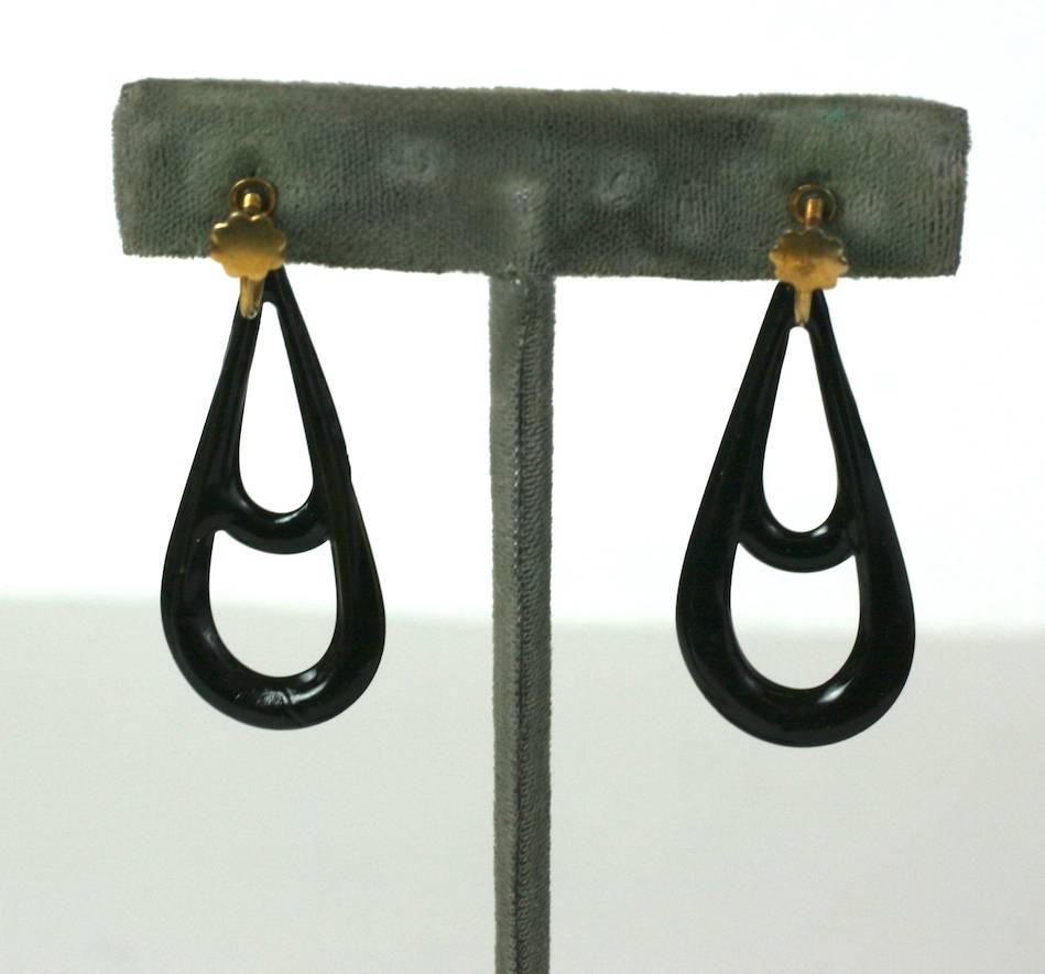 Victorian French Vauxhall Jet Drop Earrings In Excellent Condition For Sale In New York, NY