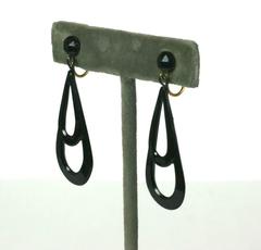 Victorian French Vauxhall Jet Drop Earrings