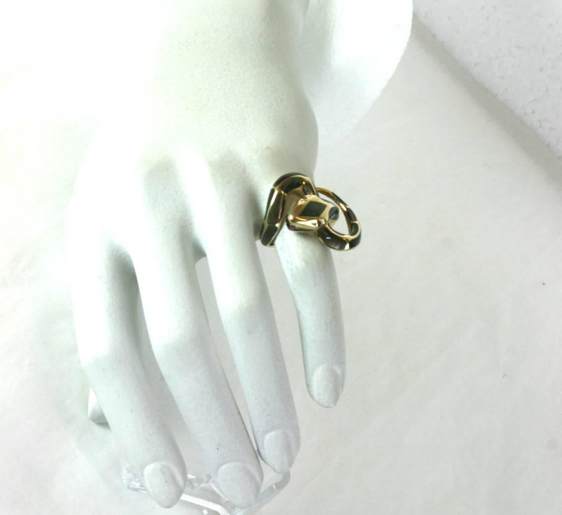 Unusual Mother of Pearl Inlaid Snake Ring 6