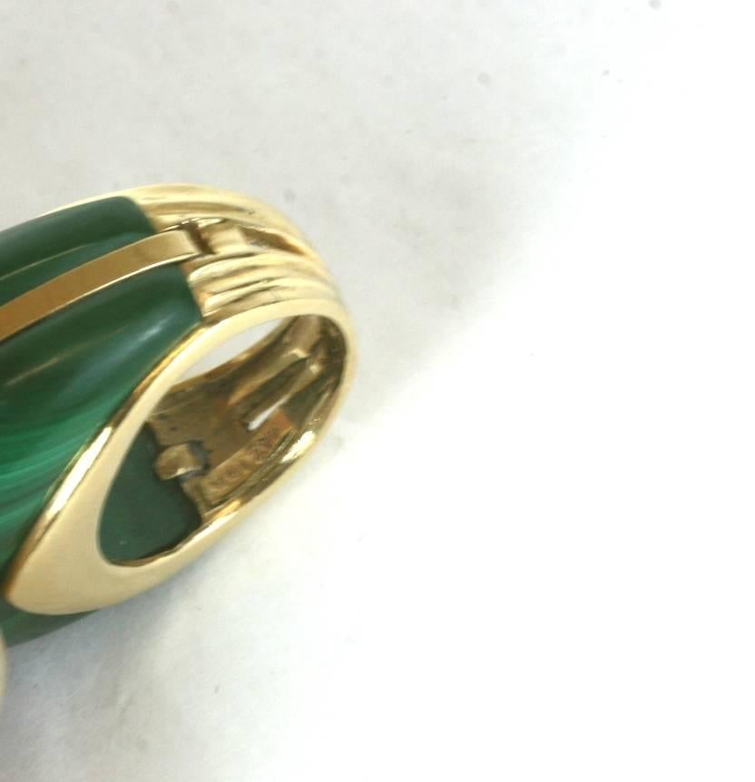 Elegant Domed Malachite Cocktail Ring In Excellent Condition In New York, NY