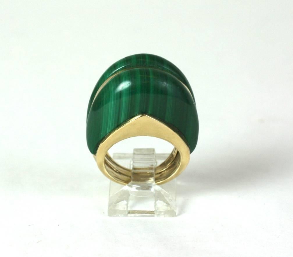 Women's Elegant Domed Malachite Cocktail Ring