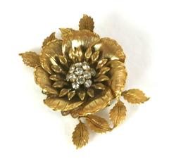 Miriam Haskell Russian Gilt Flower Brooch