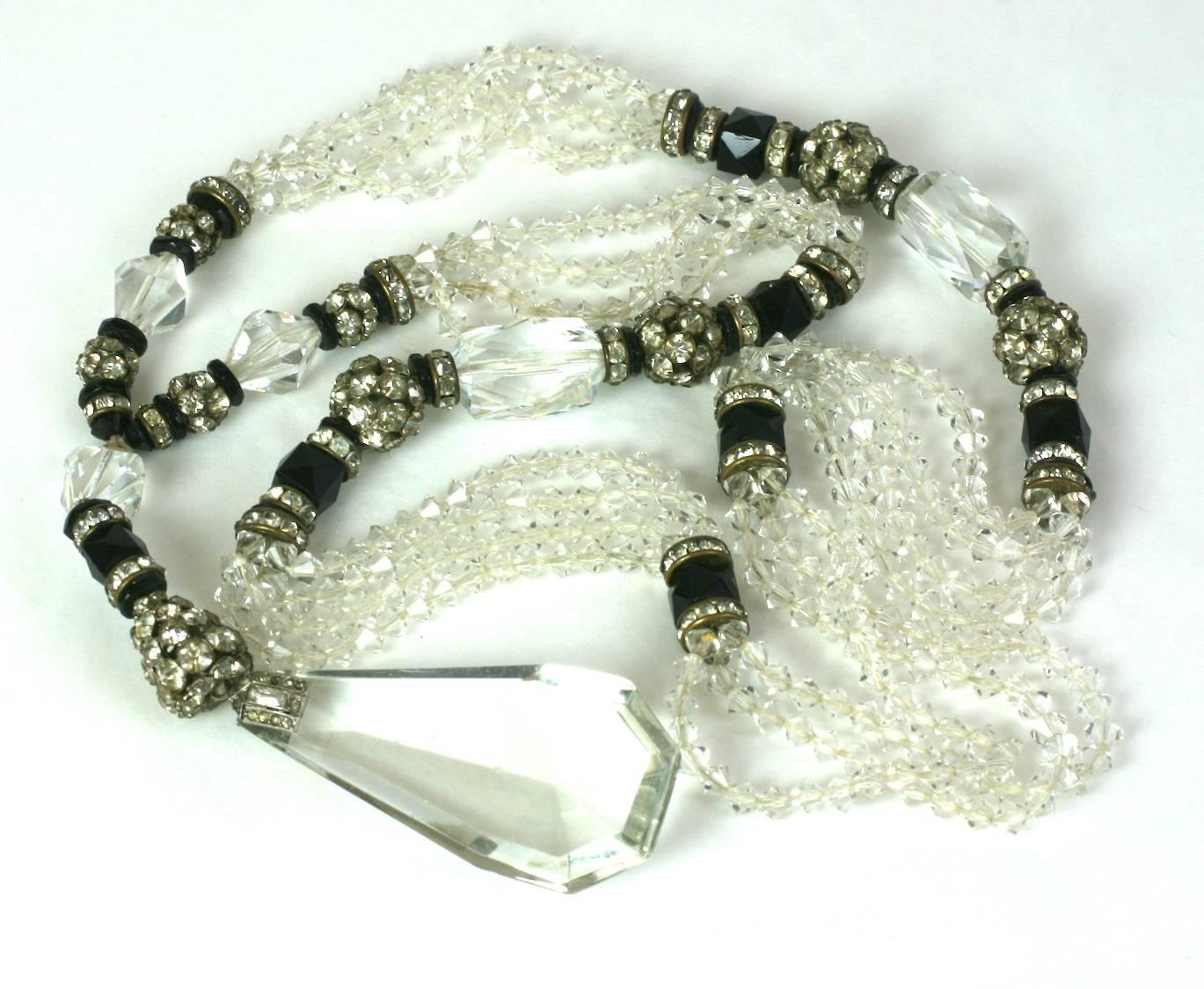 Women's French Art Deco Crystal and Jet Sautoir For Sale