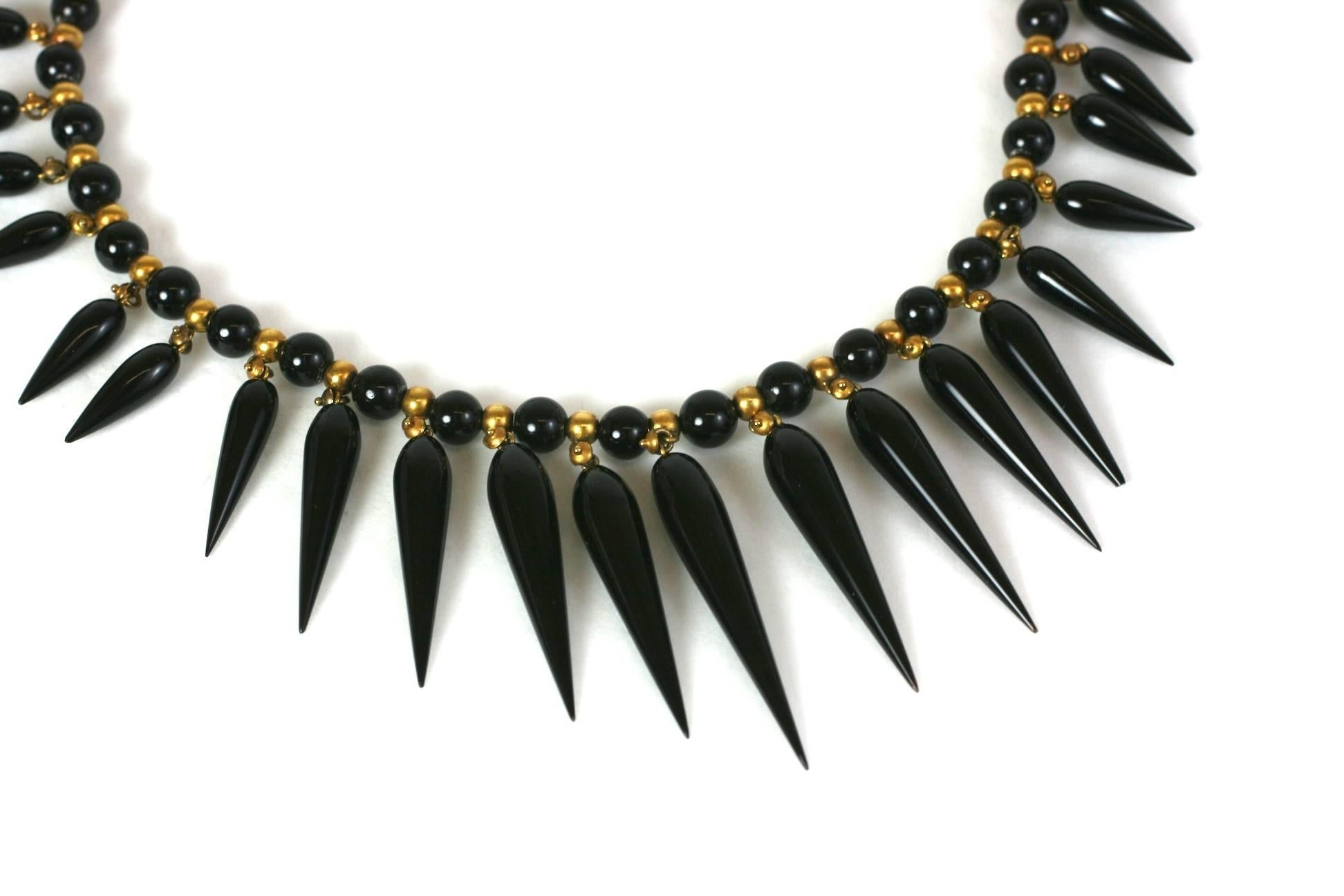 Lovely Victorian Onyx Tear Drop Collar In Excellent Condition For Sale In New York, NY