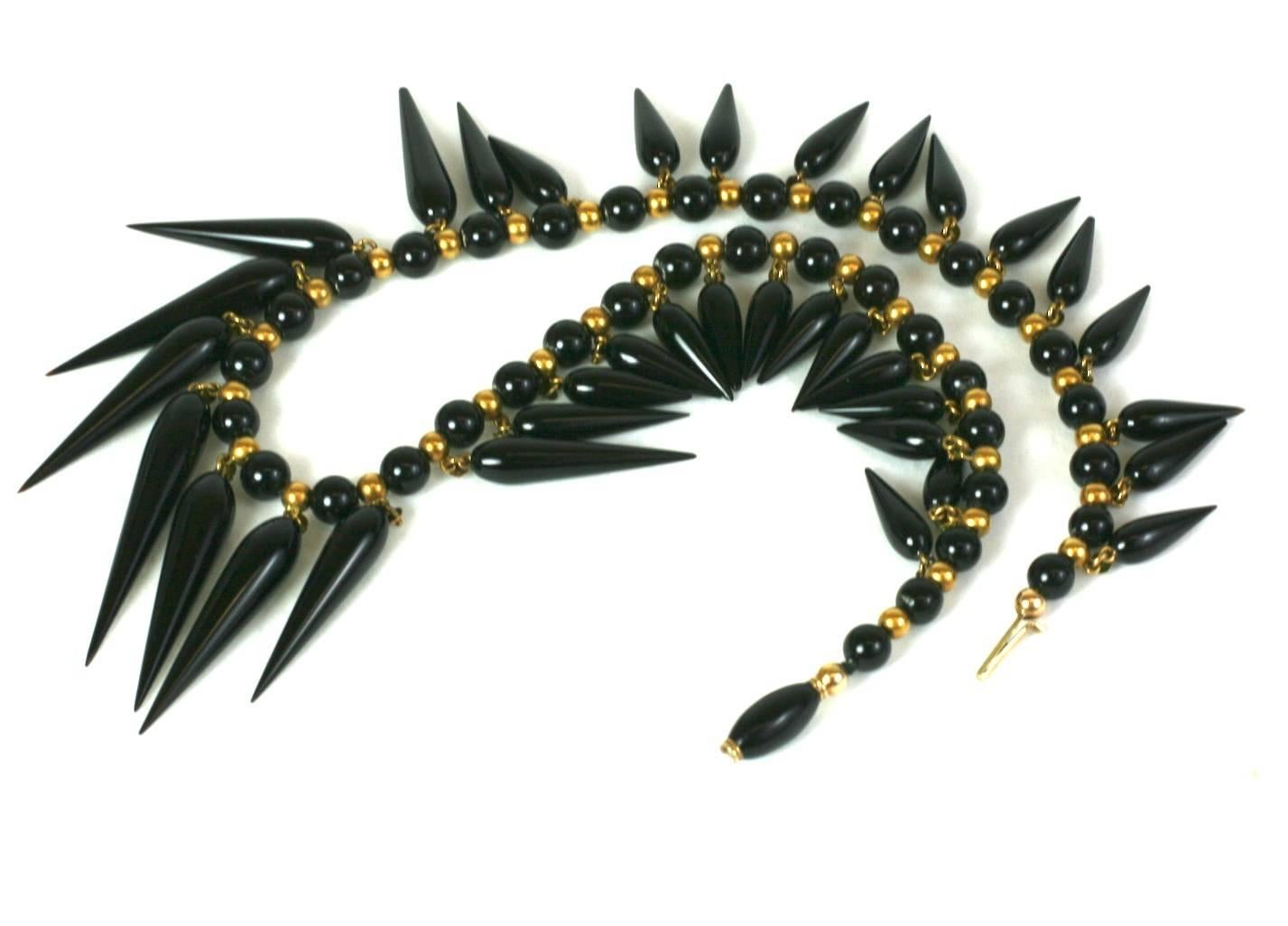 Lovely Victorian Onyx Tear Drop Collar For Sale 3