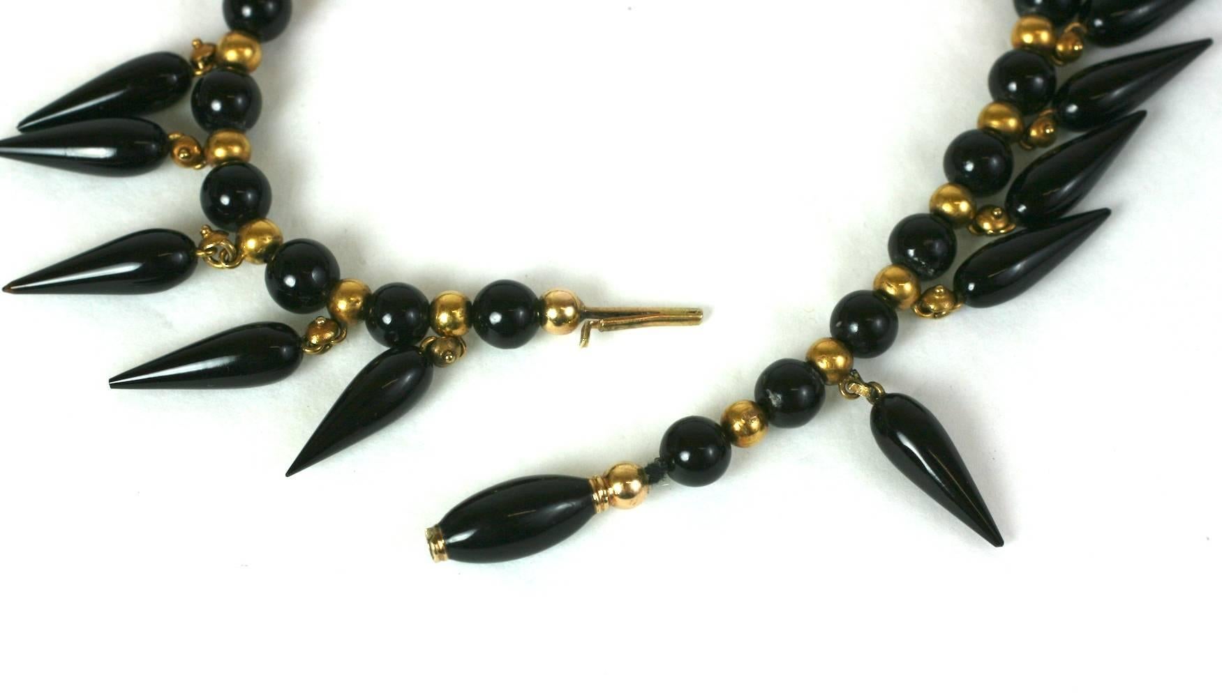 Lovely Victorian Onyx Tear Drop Collar For Sale 5