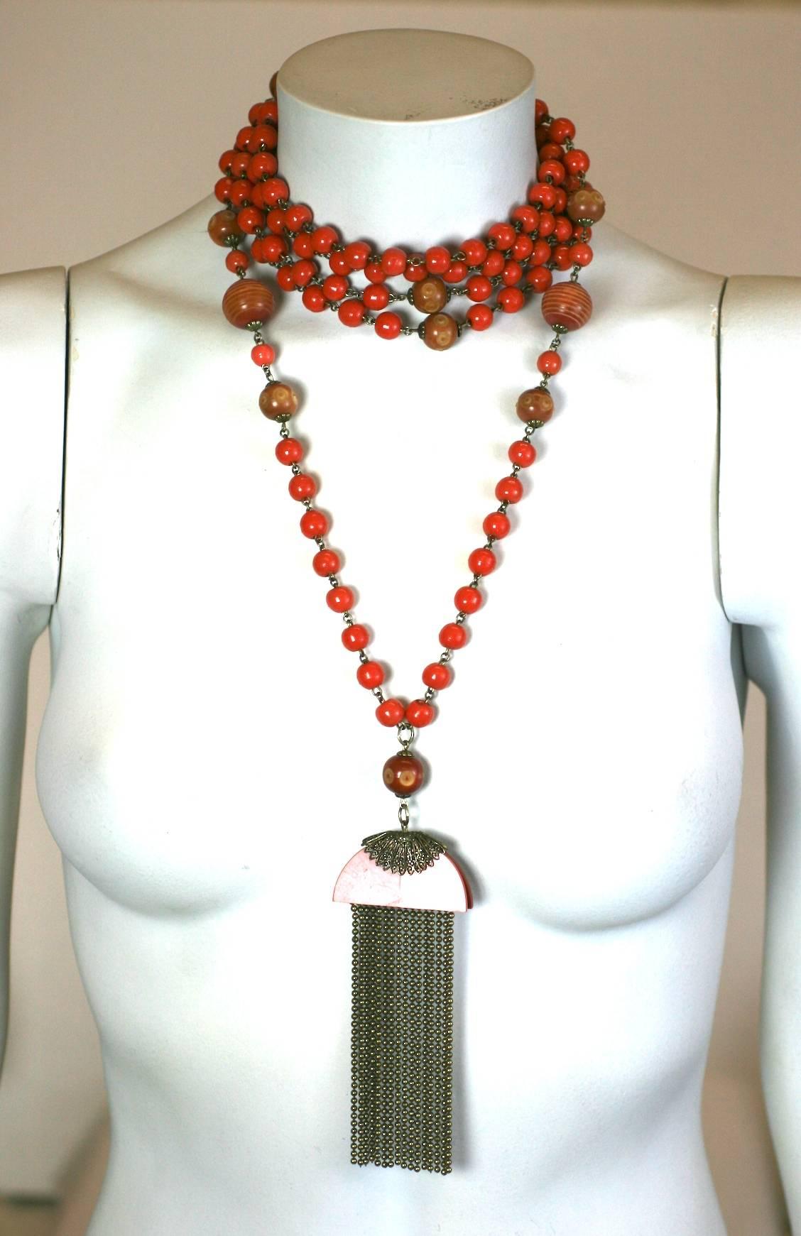 Women's Deco Flapper Beads with Ball Chain Tassel For Sale