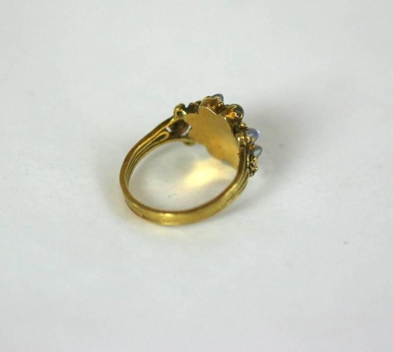 Bague Ancienne Géorgienne En Pâte De Verre - Style Grappe D'or, Taille K 1/2