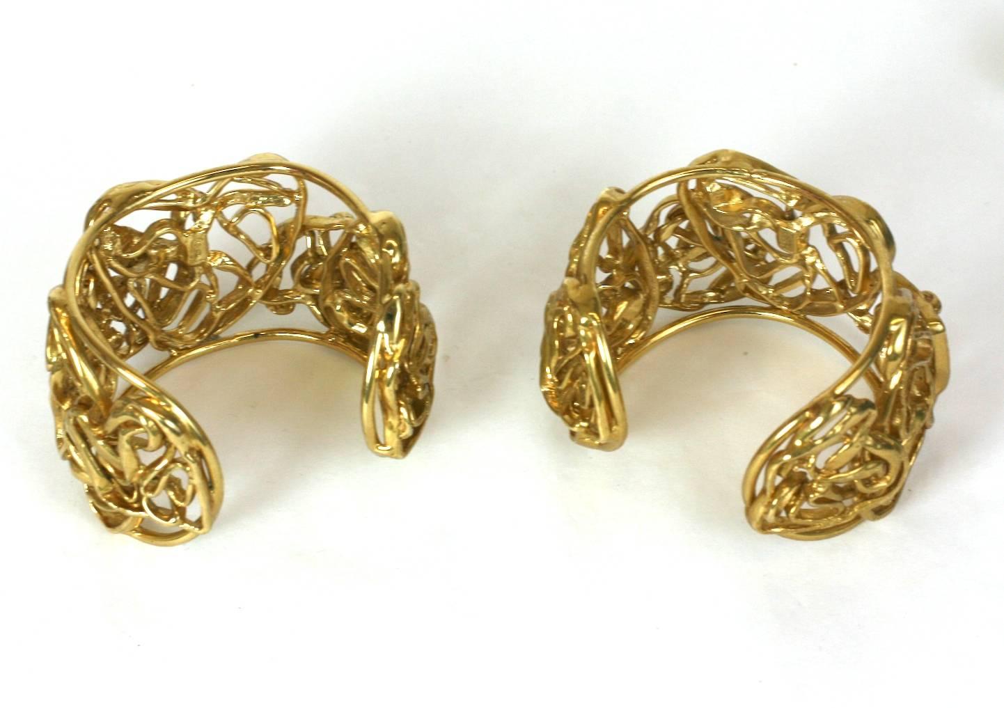 Yves Saint Laurent Sculptural Heart Cuffs In Excellent Condition For Sale In New York, NY