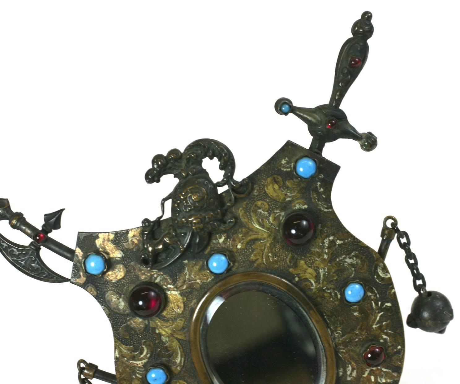 Armorial Themed Victorian Mirror, Cabinet Novelty In Good Condition For Sale In New York, NY