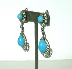 Ciner Faux Persian Turquoise Pendant Earclips