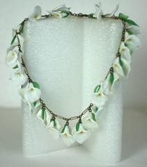 Italian Venetian Glass Calla Lily Necklace