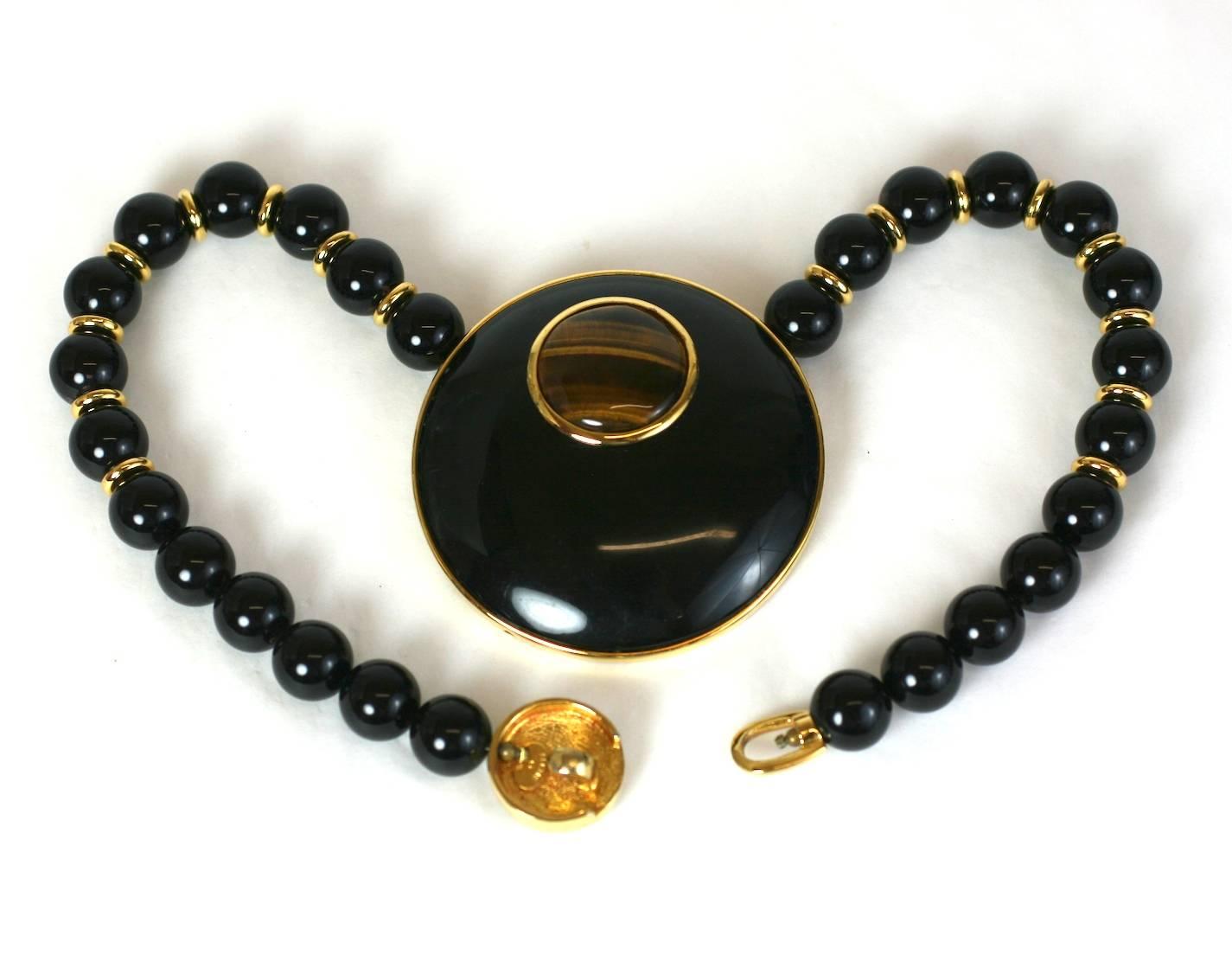 Alexis Kirk Tiger Eye Statement Necklace In Excellent Condition In New York, NY