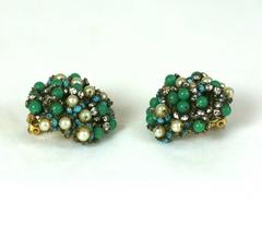 Elaborate Sandor Beaded Glass Earclips