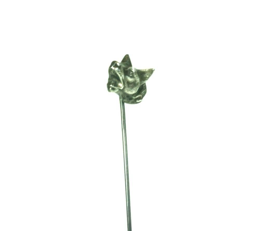 Victorian Ferocious Dog Stickpin, beautifully detailed in sterling silver with buckled collar. Circa 1890's USA. Excellent Condition
Length 2.50"
Width .50"
