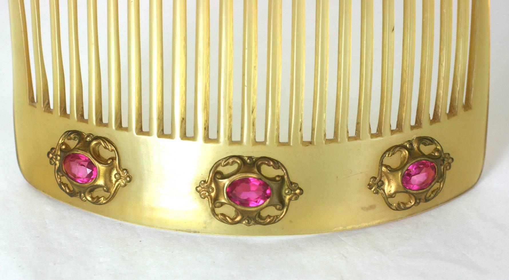 Yellow Blond Celluloid Art Nouveau Comb For Sale