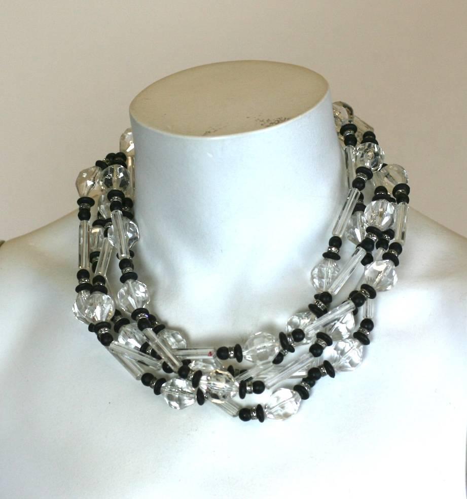 Lucite and Pave Rondel Bead Necklace In Excellent Condition For Sale In New York, NY