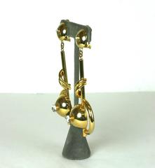 Ugo Correani Modernist Gilt Earrings