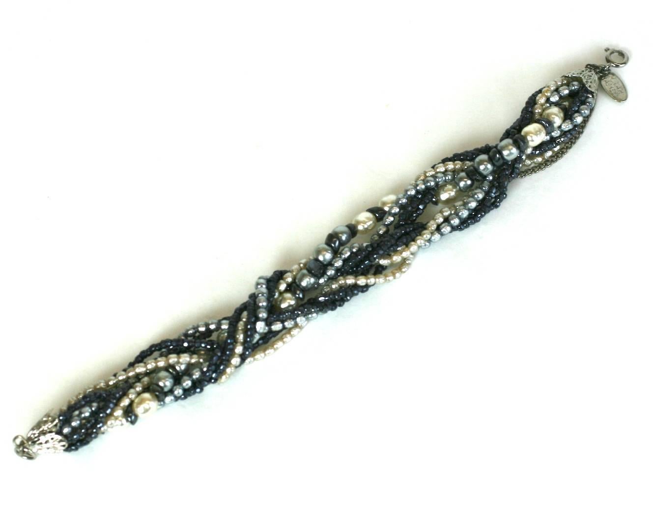 Miriam Haskell Grey and Cream Pearl Bracelet In Excellent Condition For Sale In New York, NY