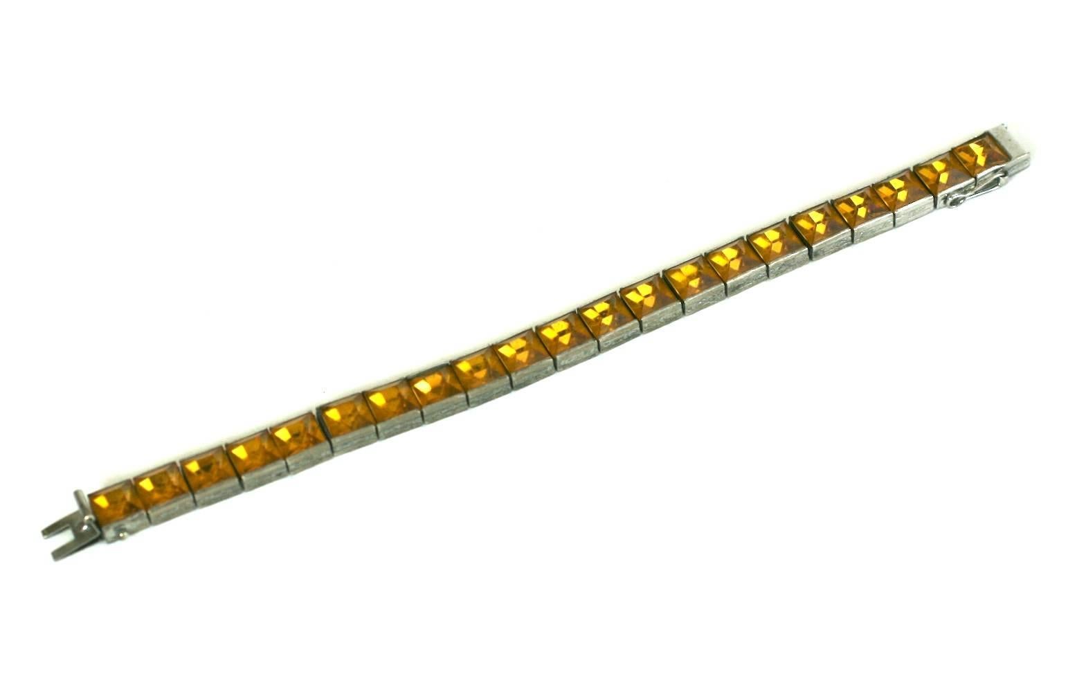 Women's Art Deco Sterling Citrine Straight Line Bracelet