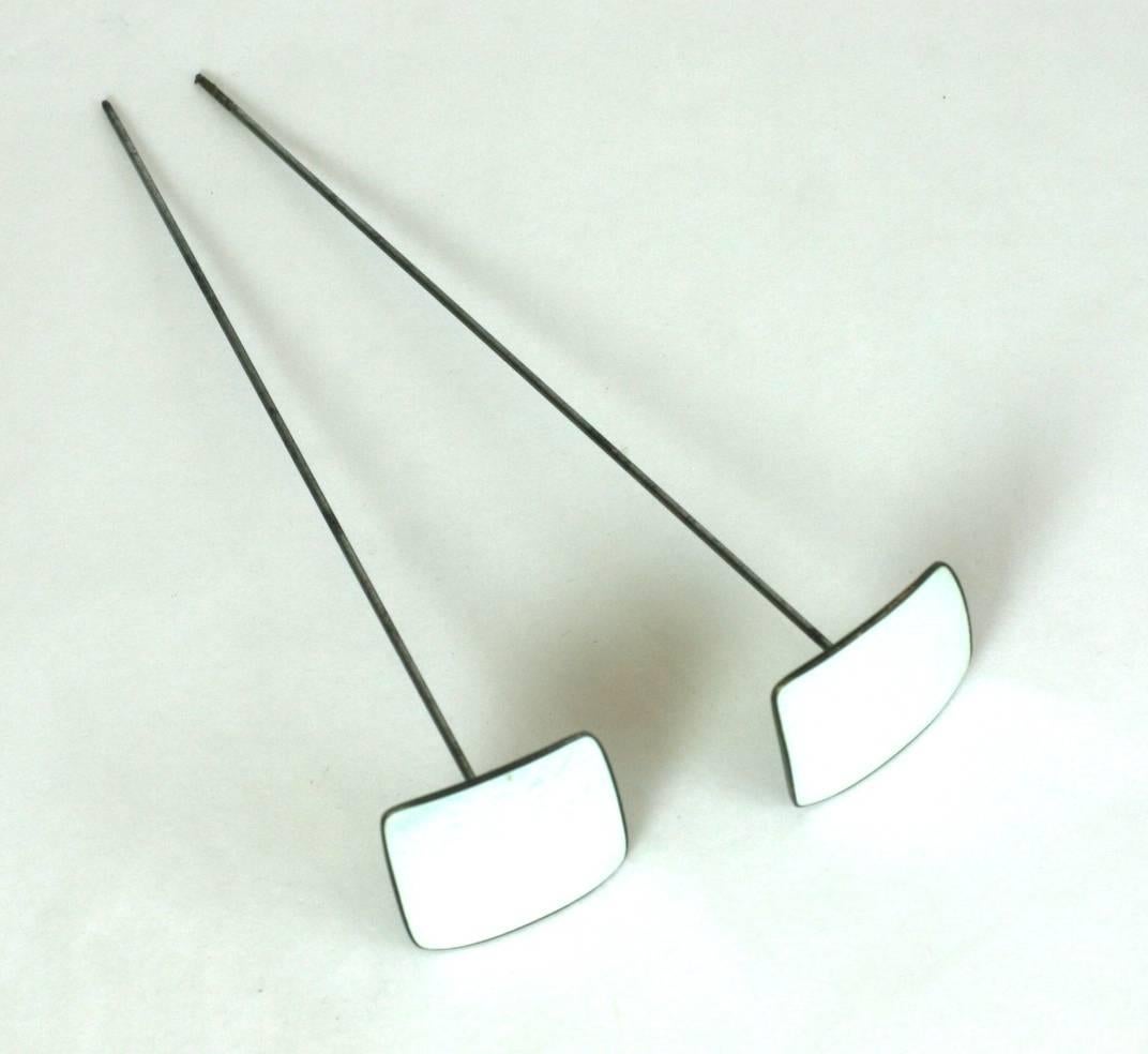 Women's Sterling Art Deco Enameled Hat Pins For Sale