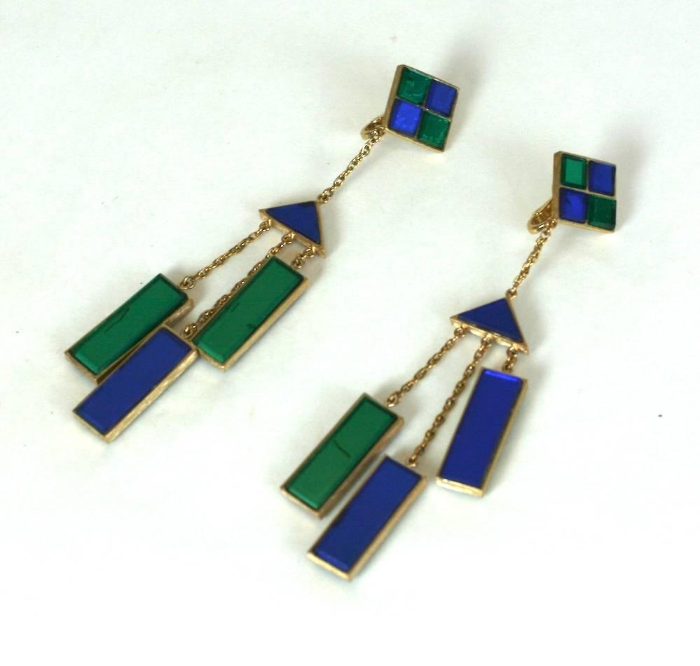 Women's Trifari Mirror Tile Mod Mobile Earrings For Sale