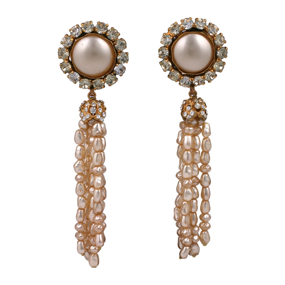 Chanel Large Pearl Tassel Earrings at 1stDibs  chanel tassel earrings, chanel  large pearl earrings, chanel big pearl earrings