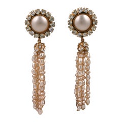 Chanel Große Perlen-Ohrringe mit Quaste