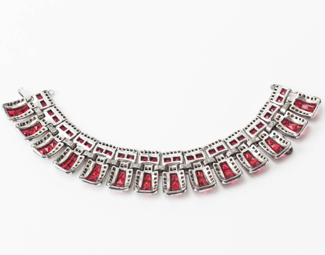 Women's Articulated Art Deco Faux Ruby Bracelet For Sale