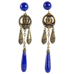 Eygptian Revival Pate de Verre Earrings