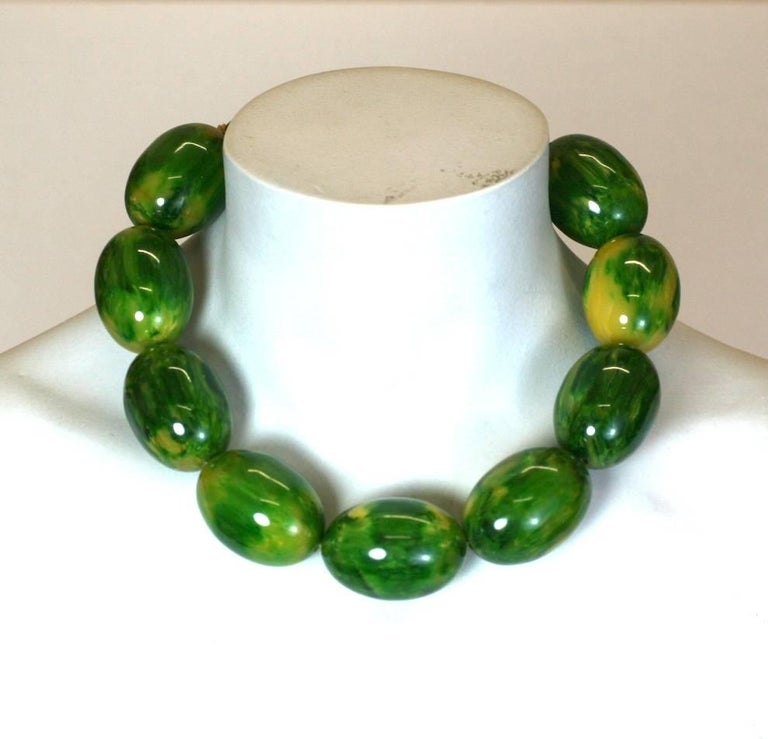Lanvin End of Day Green Bakelite Beads at 1stDibs