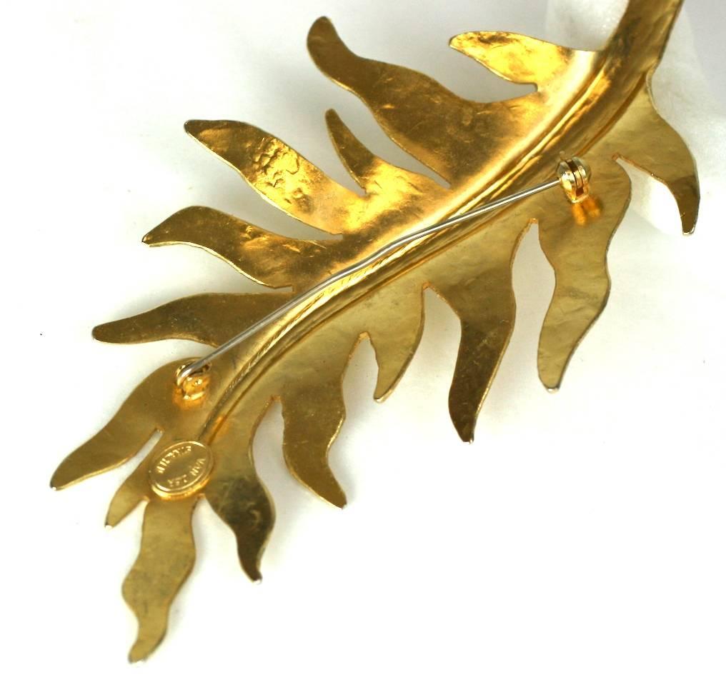 Women's or Men's Herve Van Der Straeten Gilded Leaf Brooch For Sale