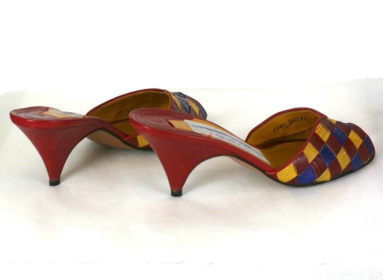 Women's Susan Bennis Warren Edwards Colorful Woven Snakeskin Mules