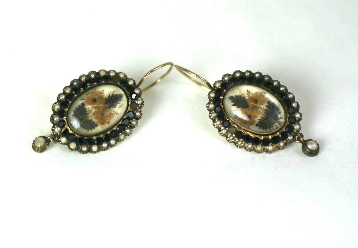 Women's Wonderfully Unusual Victorian Memorial Earrings For Sale