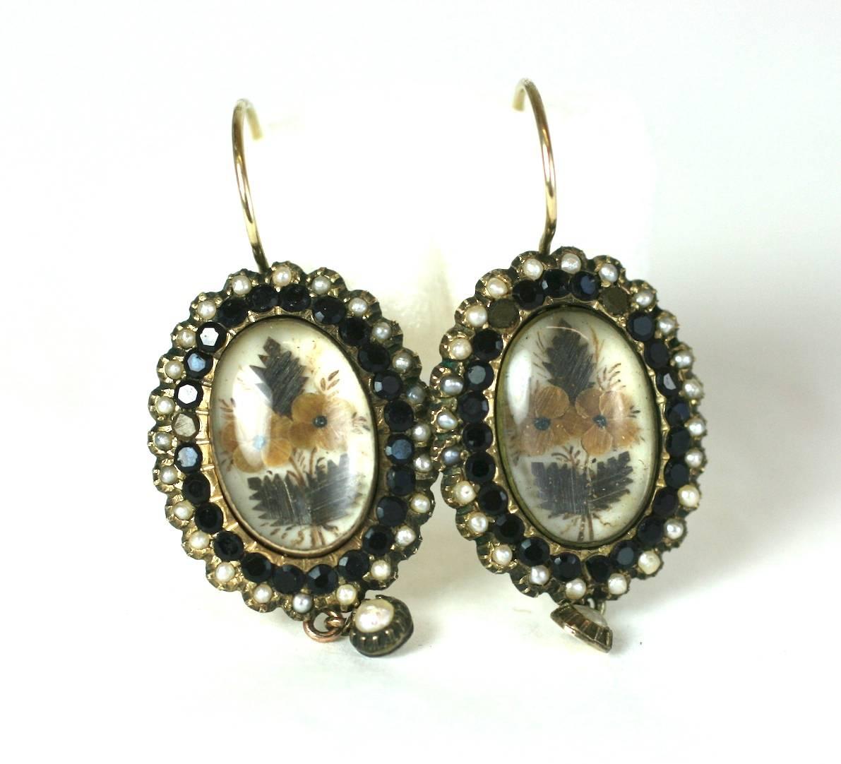 Wonderfully Unusual Victorian Memorial Earrings For Sale 3