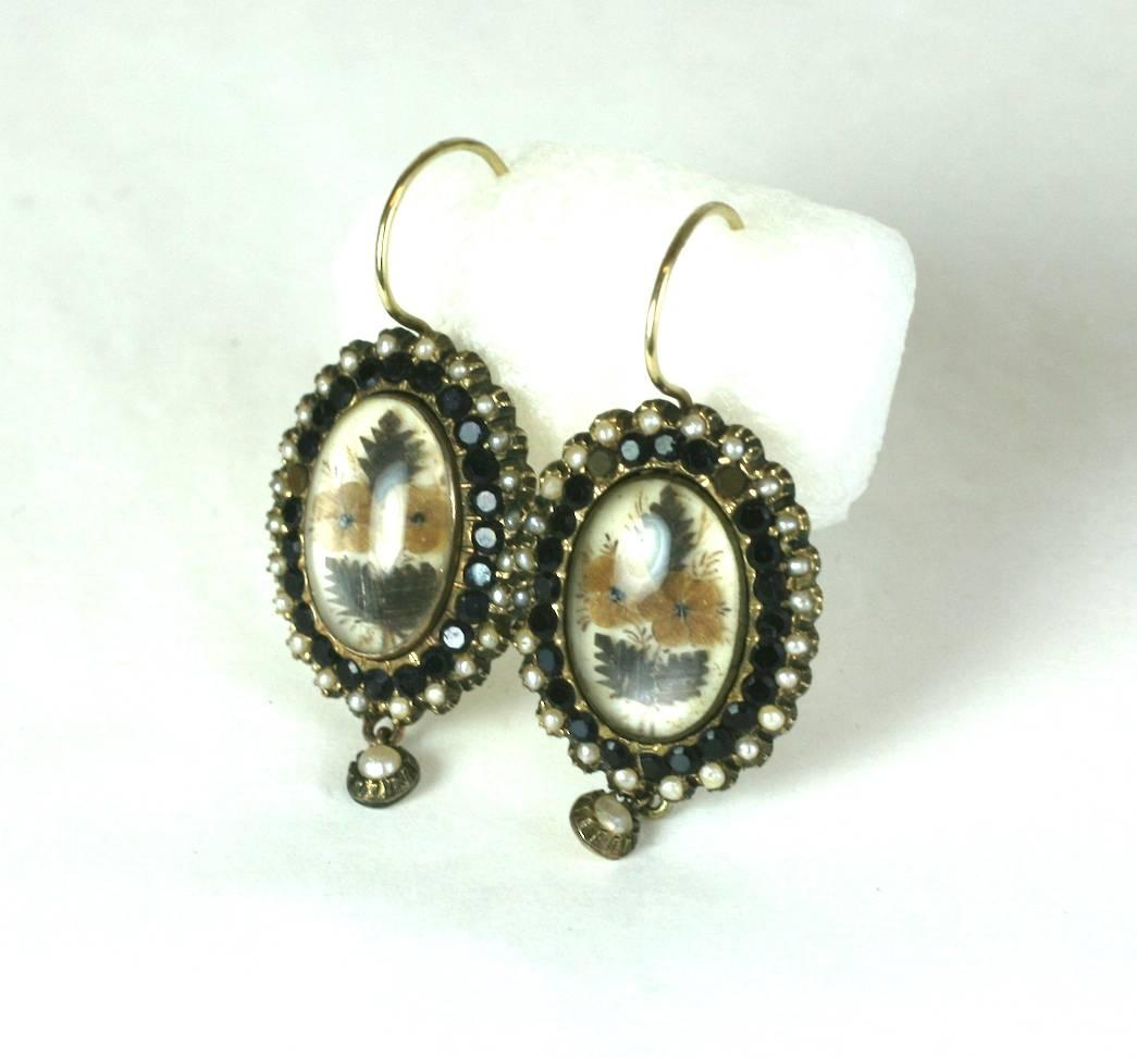 Wonderfully Unusual Victorian Memorial Earrings For Sale 5